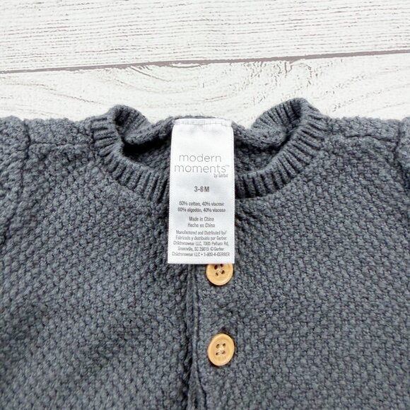 Modern Moments Solid Neutral Knit Button Romper - Picture 2 of 3